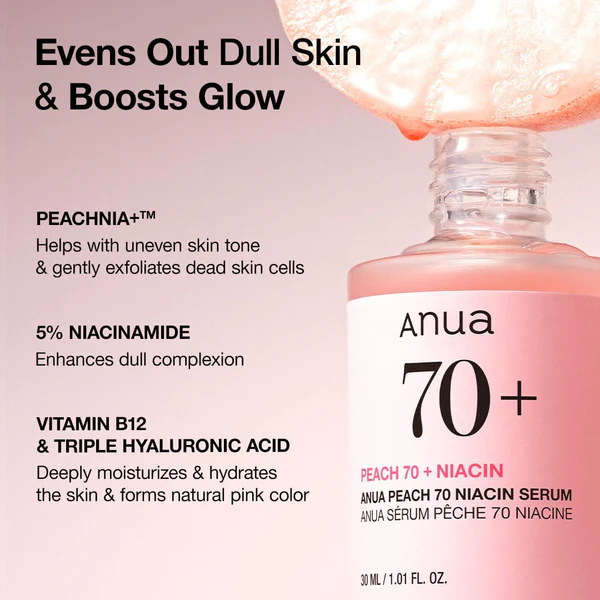 Anua Peach 70% Niacinamide Serum | Brightening & Radiance Boost Serum