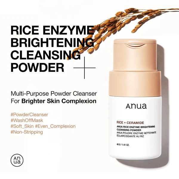 Anua Rice Enzyme Brightening Cleansing Powder | Gentle Exfoliation & Glow