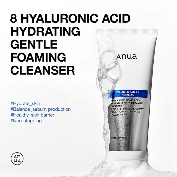 Anua 8 Hyaluronic Acid Hydrating Gentle Foaming Cleanser | Moisture-Rich Deep Cleanse